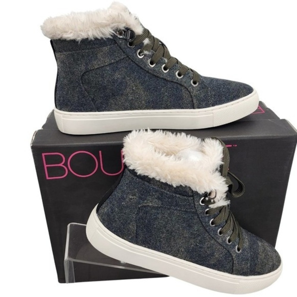 CORKYS Templin Green Camo High Top Sherpa‎ Lined Sneaker Faux Fur Trim 10 NWT